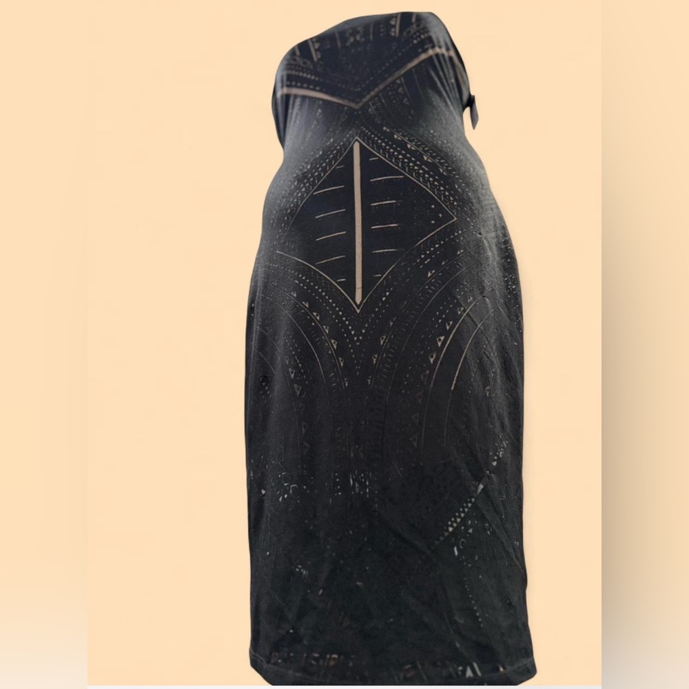 Elegant Black Sleeveless Dress Geometric Pattern - Picture 3 of 8